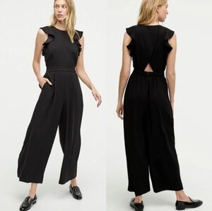 J. Crew Black Ruffle Jumpsuit